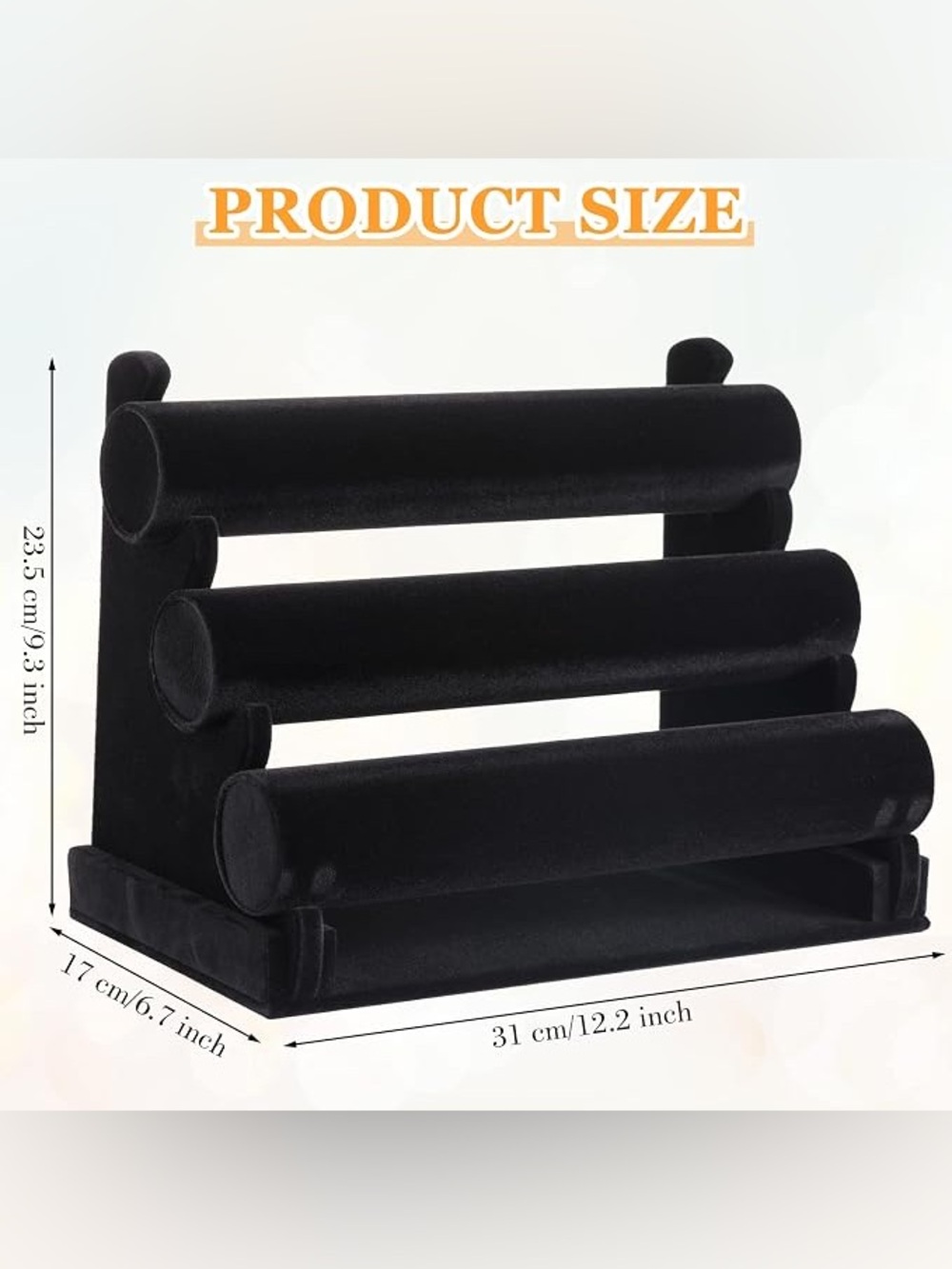 Three (3) black velvet-like modular bracelet display stands.  VGUC!